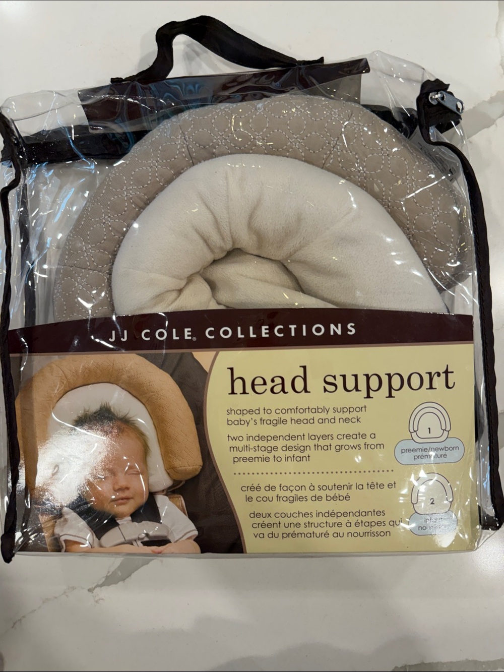 JJ Cole Head Support Bibs - Beige and Cream